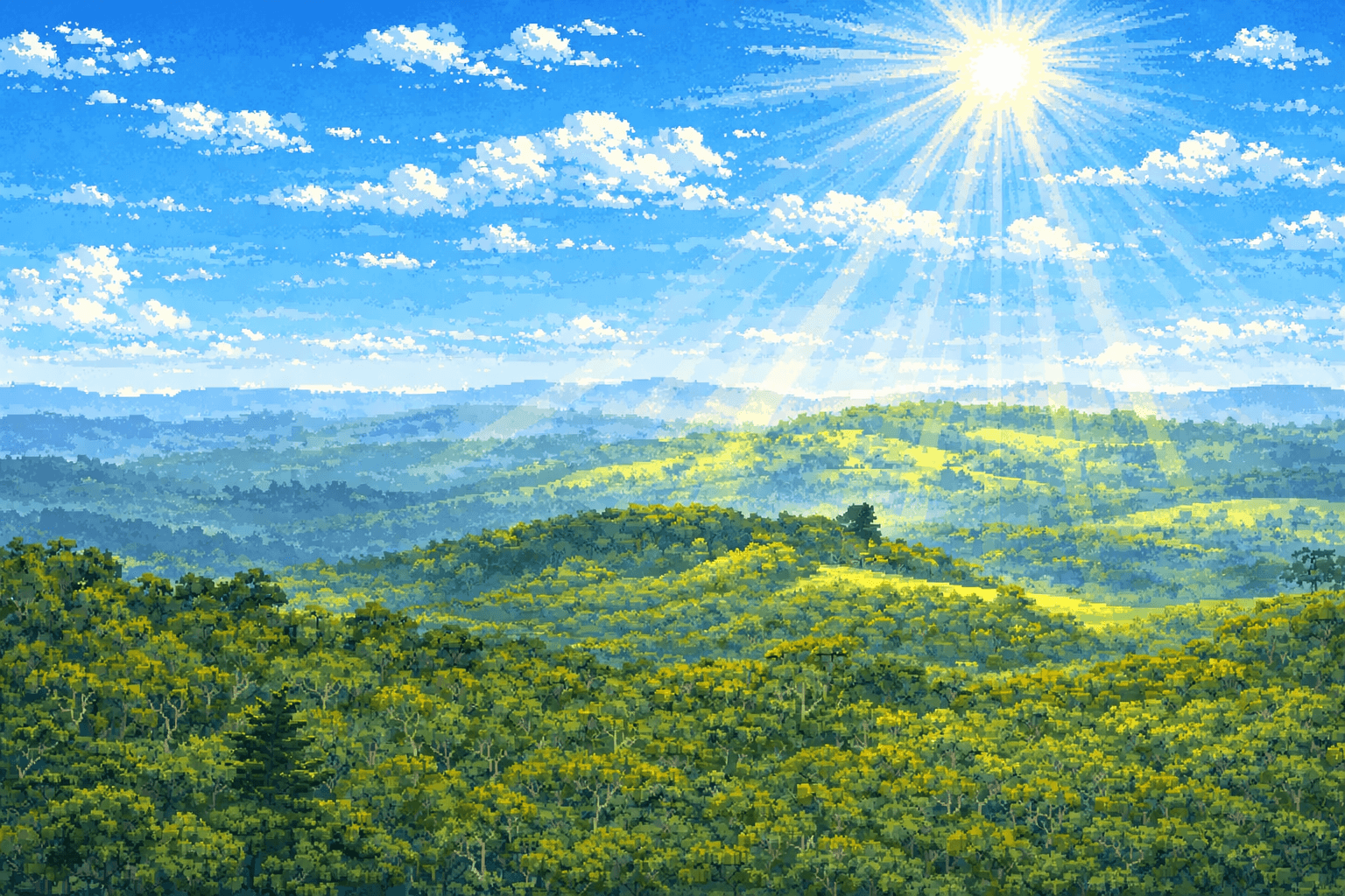 Sunlight over the green hills of the Diamond Valley
